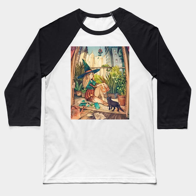 Balcony Baseball T-Shirt by SimzArt